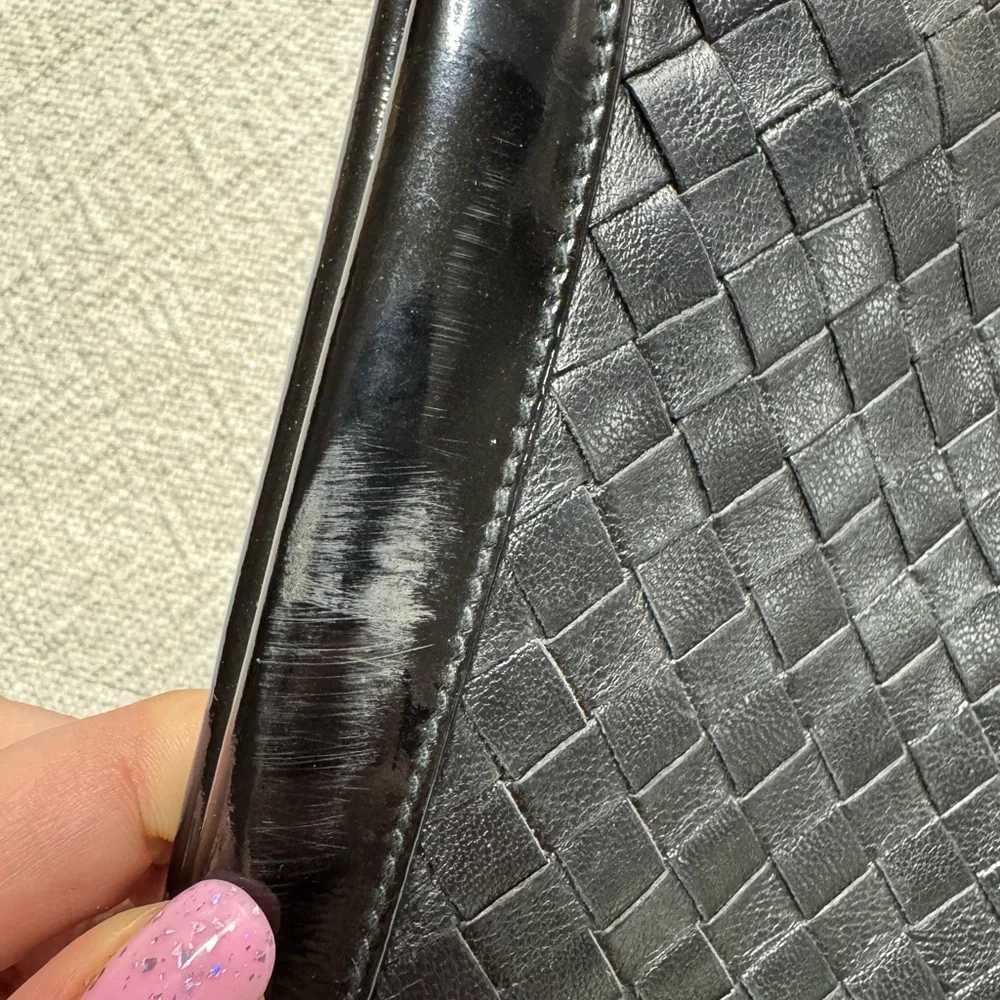 VTG Walter Katten Black Leather Intrecciato Woven Shoulder Bag Clutch Patent - Picture 7 of 11